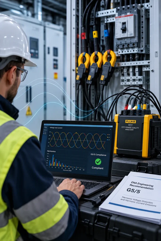 Engineer doing a harmonic survey